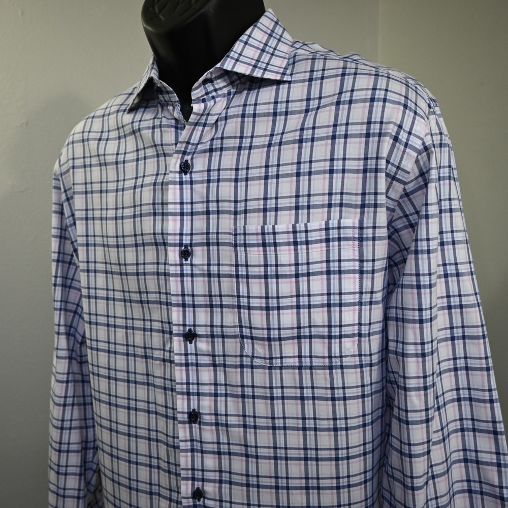 Hammer Made Dress Shirt Plaid Long Sleeve Button Up‎ Mens Size 16.5 Large